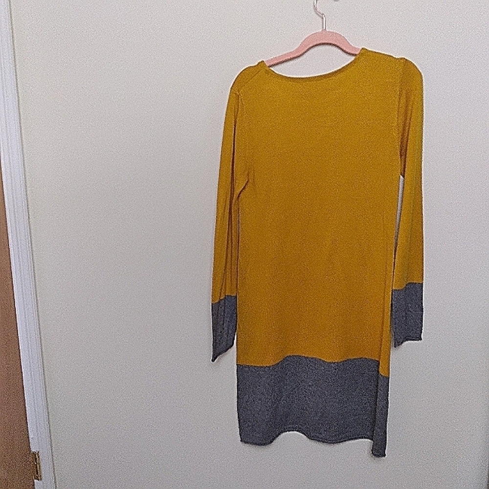 Philosophy Mustard Yellow and Gray Cashmere Blend Sweater Dress Size Medium - Picture 2 of 7